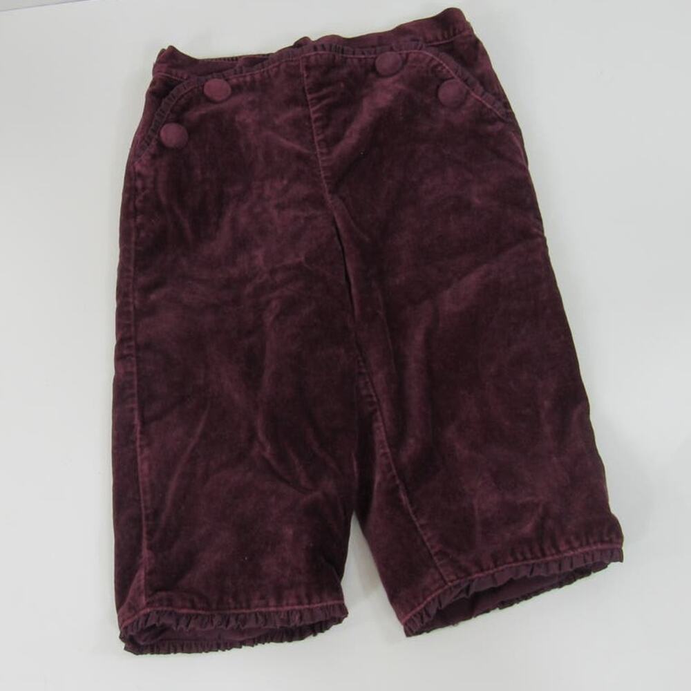 No brand tag 18 Month Burgundy Velvet Pants Ruffle Hems